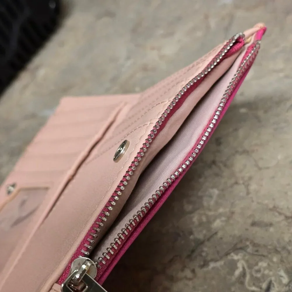 Stradivarius Womens wallet red fuchsia pink and orange color blocked 4/6